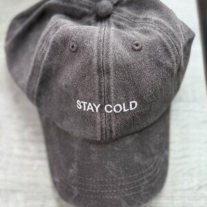 Plain Cotton Baseball Cap Gray style Washed Adjustable "Stay Cold" Logo Womens